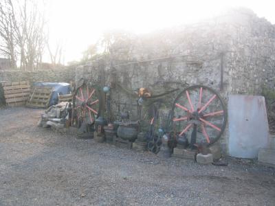 Antiques on the wall of the old barn