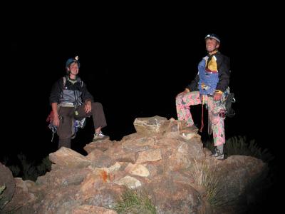 Victorious after quite a route finding epic on the last pitch.