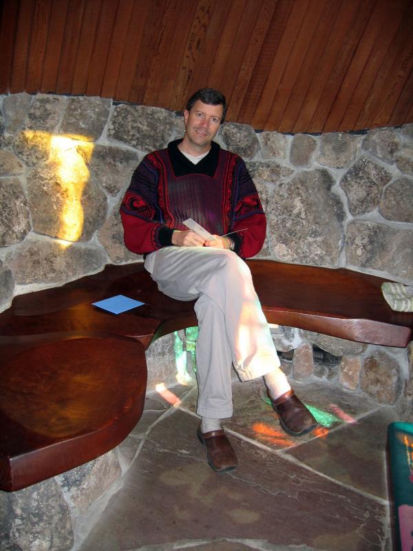 Jim with his 80-month anniversary card