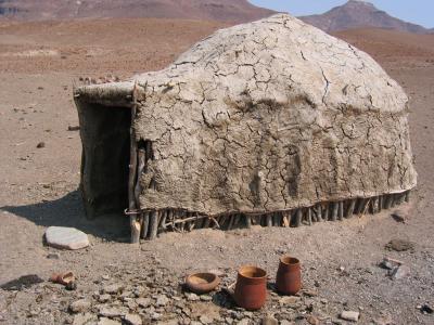 One of the mud/dung huts