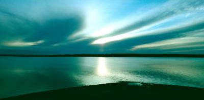 Entrance to Okobojo Creek, Oahe Reservoir, Missouri River, SD