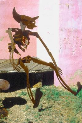 Welded Whimsy in the yard of a New Mexico gallery