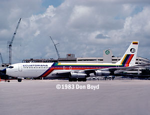 1983 - Ecuatoriana B707-321B HC-BFC (ex Pan Am N424PA) aviation airline stock photo #SA8301