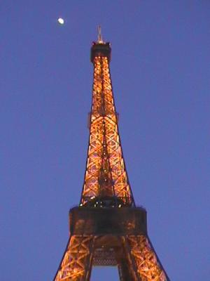 The tower at night, all lit up as we about to jump on it.  We were hoping to get on it before sundown.