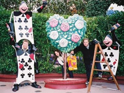 All three of us hanging out in a maze based on Alice in Wonderland.