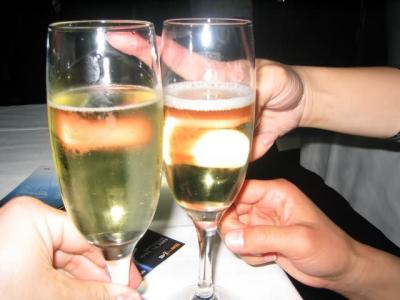 champagne at the table