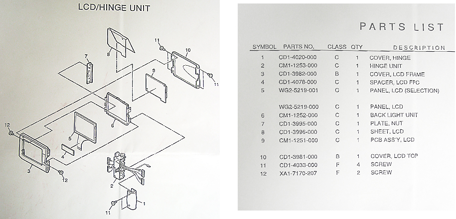 G2 LCD Parts Diagram