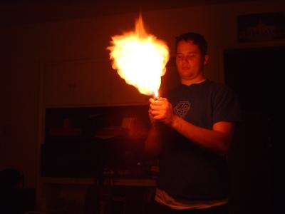 Elder Dudley throwing flames