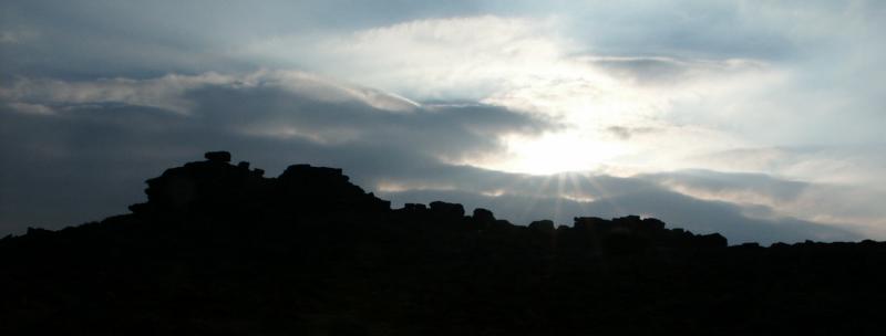 Granite Tor Silhouetted against the low sun