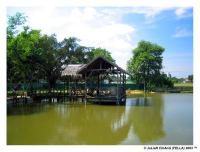 Hut on lake