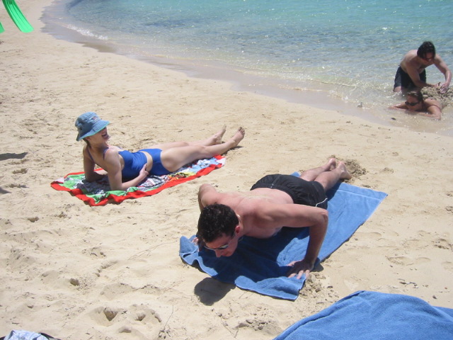 Pushups on Carlos Rosario beach
