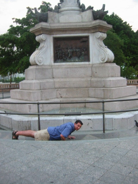 Rico doing pushups in Old San Juan