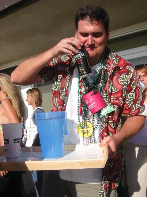 Darryl with his ever-present tray of booze