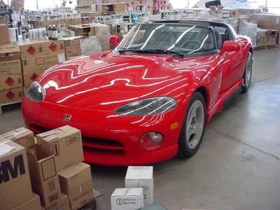 red car at paint shop