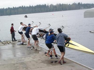 We need to wait for the Alumni to get the boat up!