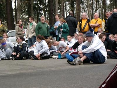 Teams sitting down waiting to hear what's up!
