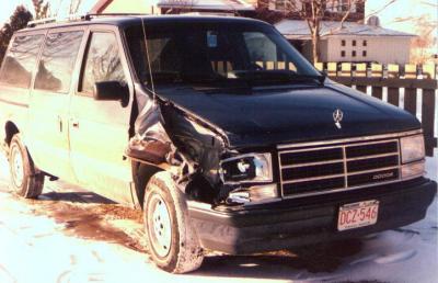 89 Dodge van - slid into a truck on glare ice at about 4 mph!