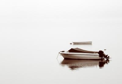 Boats in fog at the Bay