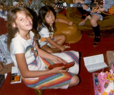 Oh, man. Here I was in all my 12 year old geekiness..I LOVED that rainbow outfit. And look..there's my precious Merlin game!