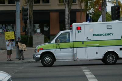 An ambulance passed by on an emergency call.