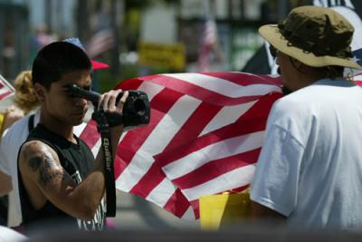 Next, he crossed the street and took an interest in those who were opposing the Anti-War protestors.
I was told he interviewed and video taped everyone on the opposition side of the street.