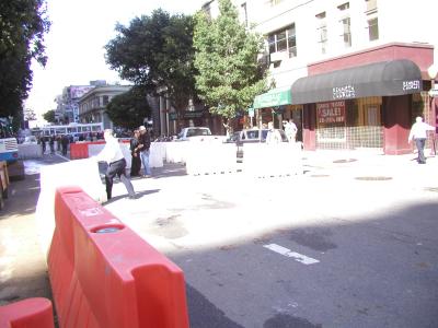 Unfilled plastic jersey barriers stop traffic, too.