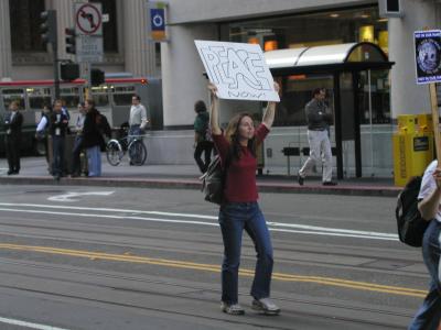 She stood at the end of the line and waved her sign at everyone. Fucking A.