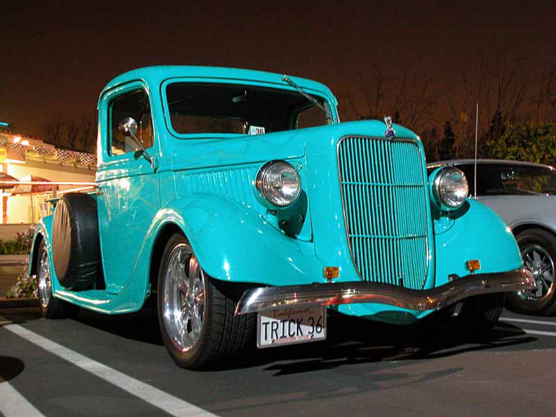 1935=36 Ford pickup w/ an awesome ghost flames paint job