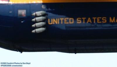 USMC Blue Angels Fat Albert (New Bert) C-130T #164763 crewmember in door window military aviation air show stock photo #3554