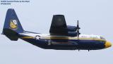 USMC Blue Angels Fat Albert (New Bert) C-130T #164763 high speed fly-by military aviation air show stock photo #3554