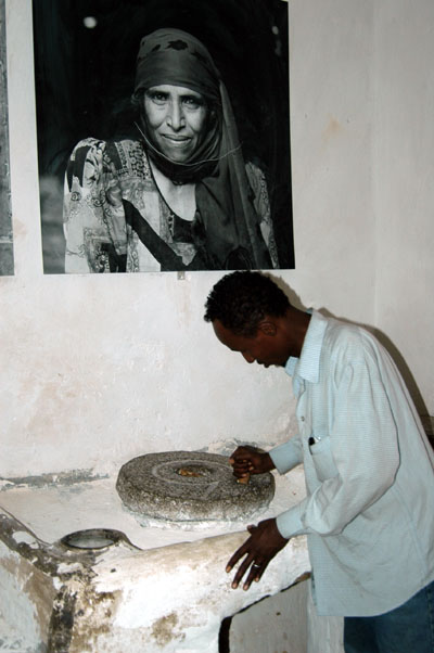 Solomon demonstrates the grinding wheel