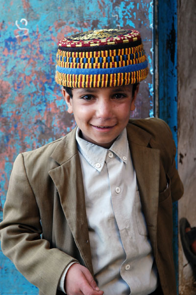 Boy with a fancy hat in Thula, Yemen