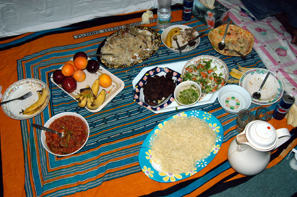 A Somali lunch prepared by Suleiman's wife