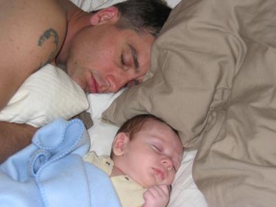 Daddy and Carson taking a nap
