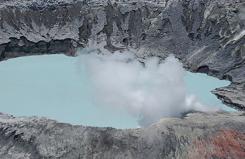 Close up of crater with steam rising