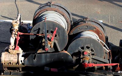 Winding gear on a boat