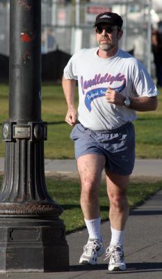 Jogging along the river