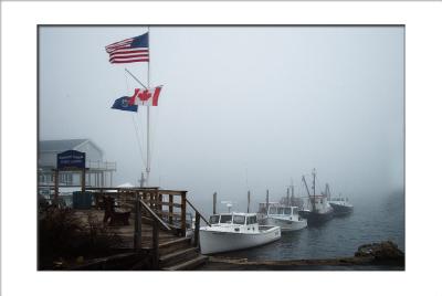 Boothbay Harbor on foggy morning