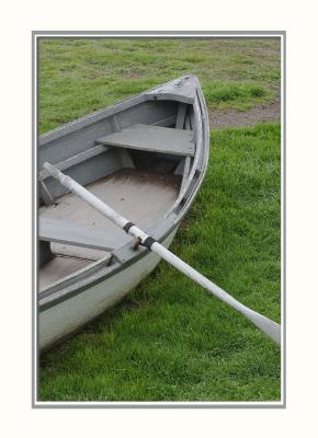 Dinghy at Pemaquid Light (boat oars)