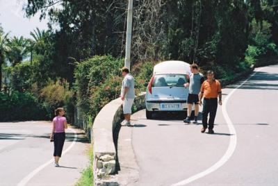 Uh-oh, car trouble two-thirds of the way up....  luckily it made it up to the top where we got a replacement.  Lucky!