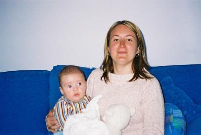 Julie and Ethan.  He is such a cute placid little boy, ready for cuddle anytime.
