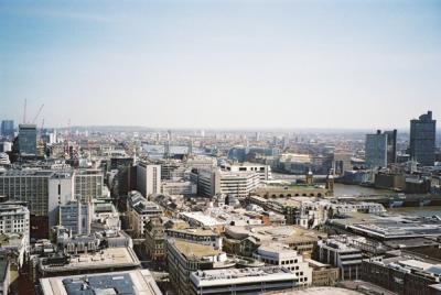 Views of London from the top of St Pauls Cathedral.
