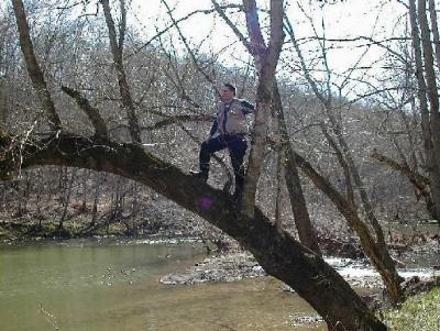 John scouts out the creek...yep it's still there!