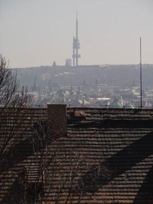 Zizkov Television Tower as viewed from Prague Castle