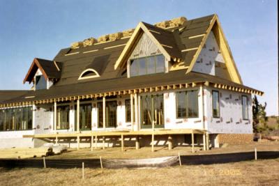 The porch overhang is done and ready for staining