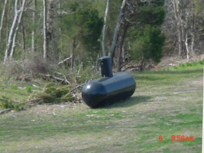 No, not a Black Submarine, but the LP gas tank that will be submerged
