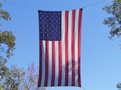 Old Glory waves high over the spring