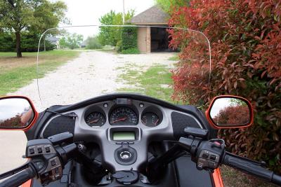 Driver view, shield all the way DOWN