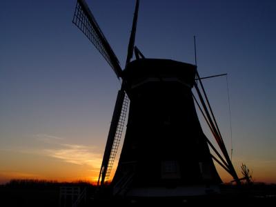 Windmills at sunset