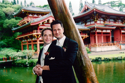 Justin and Anthony by tree6.JPG